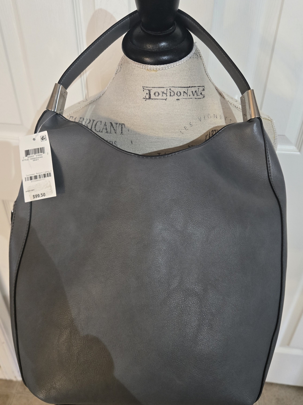 Alfani Gray Hobo Shoulder Bag with Silver Accents